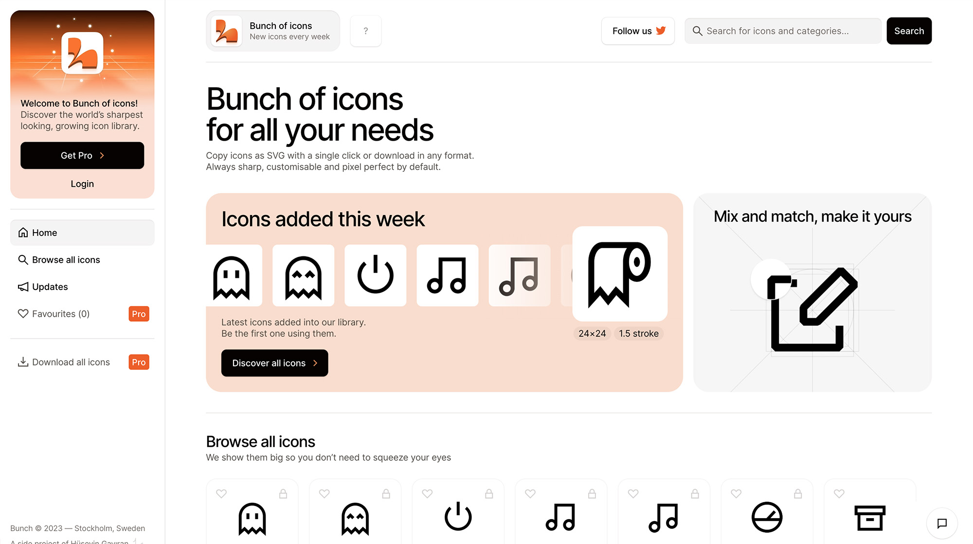Bunch of icons pack website
