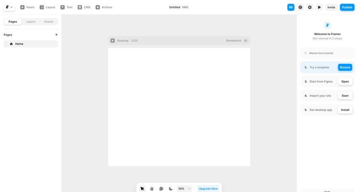 Onboarding screen from Framer
